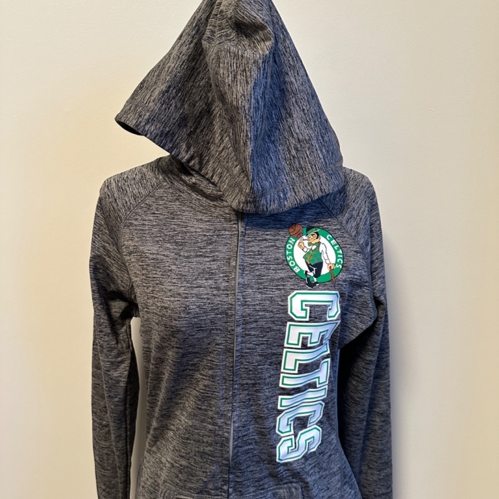 *CARL BANKS* Heather Gray Long Sleeve Celtics Zip-Up Hoodies Size Small - Picture 4 of 8